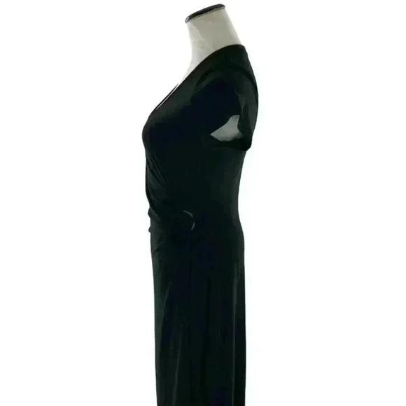 Jonathan Martin Women's Black Wrap Ring Waist Short Sleeve V-Neck Dress Size 10 - Picture 2 of 6